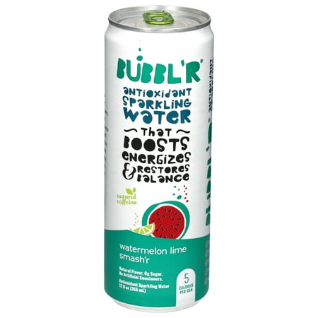 BUBBL'R Antioxidant Sparkling Water, watermelon lime smash'r, 12 fl oz Can