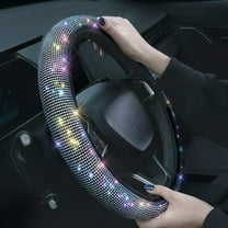 Bling Rhinestones Steering Wheel Cover with Crystal Diamond Sparkling Car SUV Steering Wheel Protector for Women ,Party,Birthday Gift(Fit 14.5"-15" Inch)