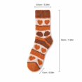 thumbnail image 3 of Thanksgiving Coral Fleece Socks Soft Plush Crew Socks With Heart Pattern Fuzzy Striped Cozy Indoor Home Socks For Women, 3 of 5