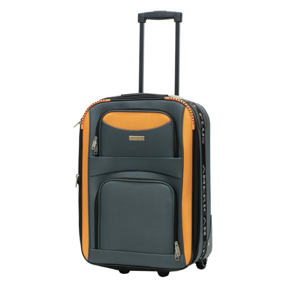 Duo 20 in. Charcoal/Orange CarryOn Expandable Suitcase