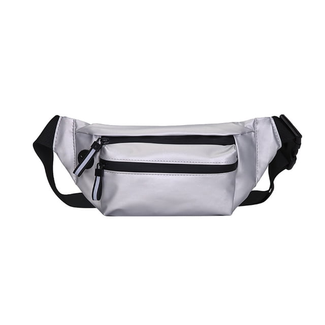 Riñonera para hombre y mujer, bandolera, para viajes, correr, senderismo, ciclismo, fácil de llevar el teléfono, plateada