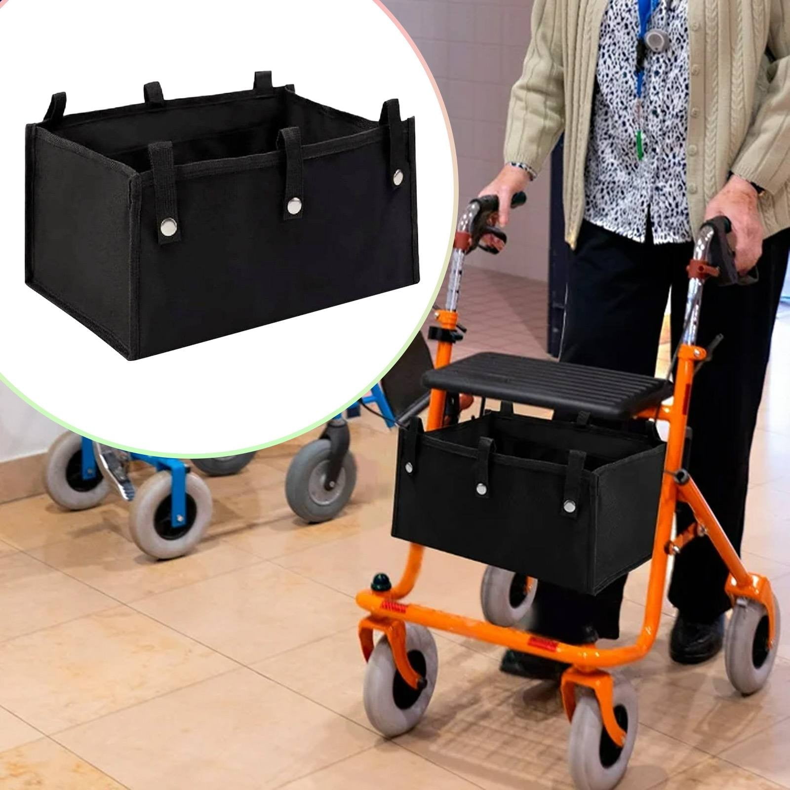 CoreLiving Walker Basket & Seat Bag - Large Rollator Walker Basket, Under Seat Rollator Bag for Four Wheel Rollator, Durable Reusable Carry Insert for Seniors Women Men with Foldable Walker