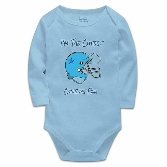 YCICIVDee I'm The Cutest /Cowboys Fan Unisex Newborn Organic Bodysuit Romper Blue Long Sleeve 0-3 Months