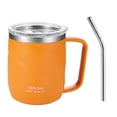 thumbnail image 1 of Taza de café aislada de acero inoxidable con asa, taza de viaje de doble pared, vaso con tapa deslizante, 1 of 5