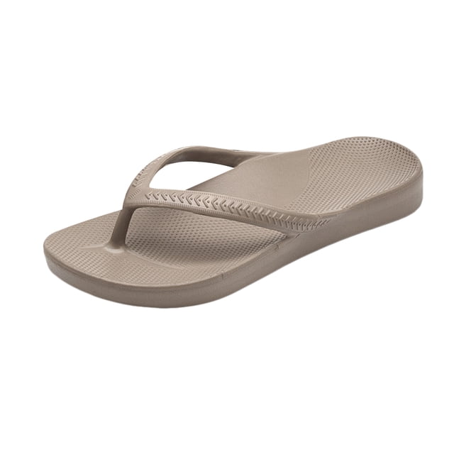 Lightweight Non Slip Flip Flops for Womens Open Toe Quick Drying Shower Sandals Low Platform Beach Thong Slides Brown Size 8