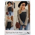 thumbnail image 6 of ZXSXSY Women Contrast Color Patchwork Waffle Long Sleeve Crew Neck Top, 6 of 6