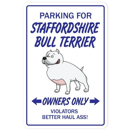 Dog Puppy Wall Plaque Staffordshire Bull Terrier novelty sticker | Indoor/Outdoor | Funny Home Décor for Garages, Living Rooms, Bedroom, Offices | SignMission Dog Pet Gift Breed Groom Puppy Animal Wall Plaque Decoration ()