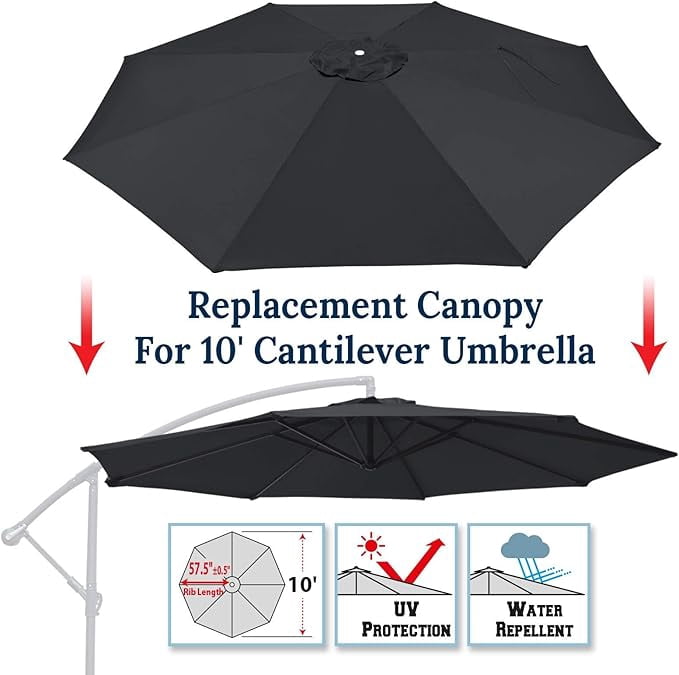 ALUVIERA Replacement Umbrella Canopy for 10ft 8 ribs Cantilever Hanging Umbrella (Canopy Only)
