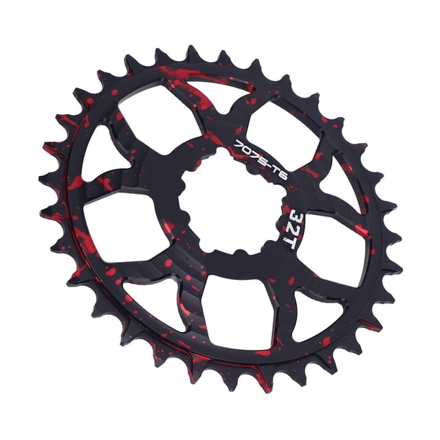 Bike Chainring,Aluminium Alloy Hollow Single 32T Round Chainwheel Positive and Negative Tooth Disc Chainring