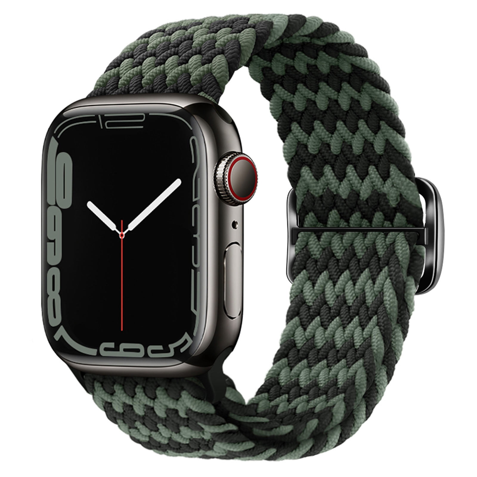 TECH CIRCLE for Apple Watch 42 44/45/49mm Adjustable Elastic Watch Band, Nylon Stretchy Solo Loop Bracelet Women Replacement for iWatch Bands Series 9 8 7 6 5 4 3 2 1 SE Ultra/Ultra 2,A Black