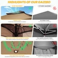 thumbnail image 5 of COBIZI Outdoor Canopy Gazebo 11x11 Pop Up Gazebo Patio Gazebo with 4 Mosquito Netting Outdoor Canopy Shelter with 121 Square Feet of Shade for Outdoor Lawn, Party, Garden, Backyard and Deck, Brown, 5 of 12