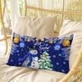 thumbnail image 4 of Navy Blue Snowman Christmas Pillow Covers, Linen Long Throw Pillow Case, Xmas Tree Ball Winter Snowflake Holiday Pillow Protector Decorative Cushion Cover for Living Room/Bedroom 20" x 30", 4 of 8