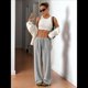 thumbnail image 5 of Pantalones Deportivos Rectos de Pierna con Cintura con Cordón para Mujer, Pantalones Casuales Holgados y Largos de Verano. Gris L, 5 of 9