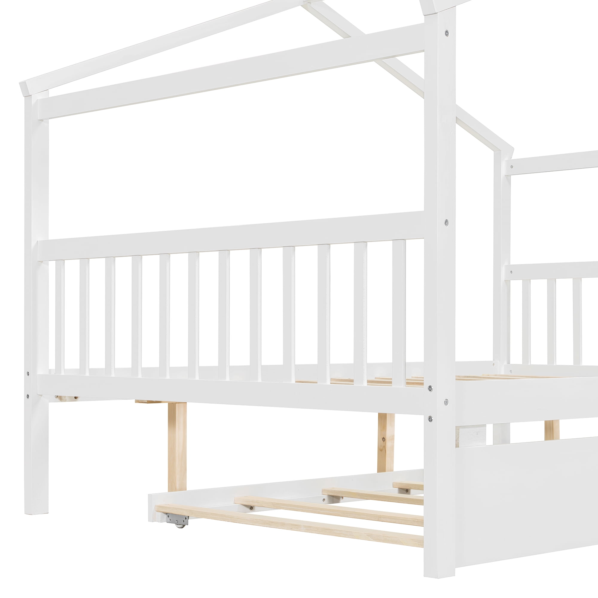 Sailvan Full Size Wooden House Bed with Twin Size Trundle