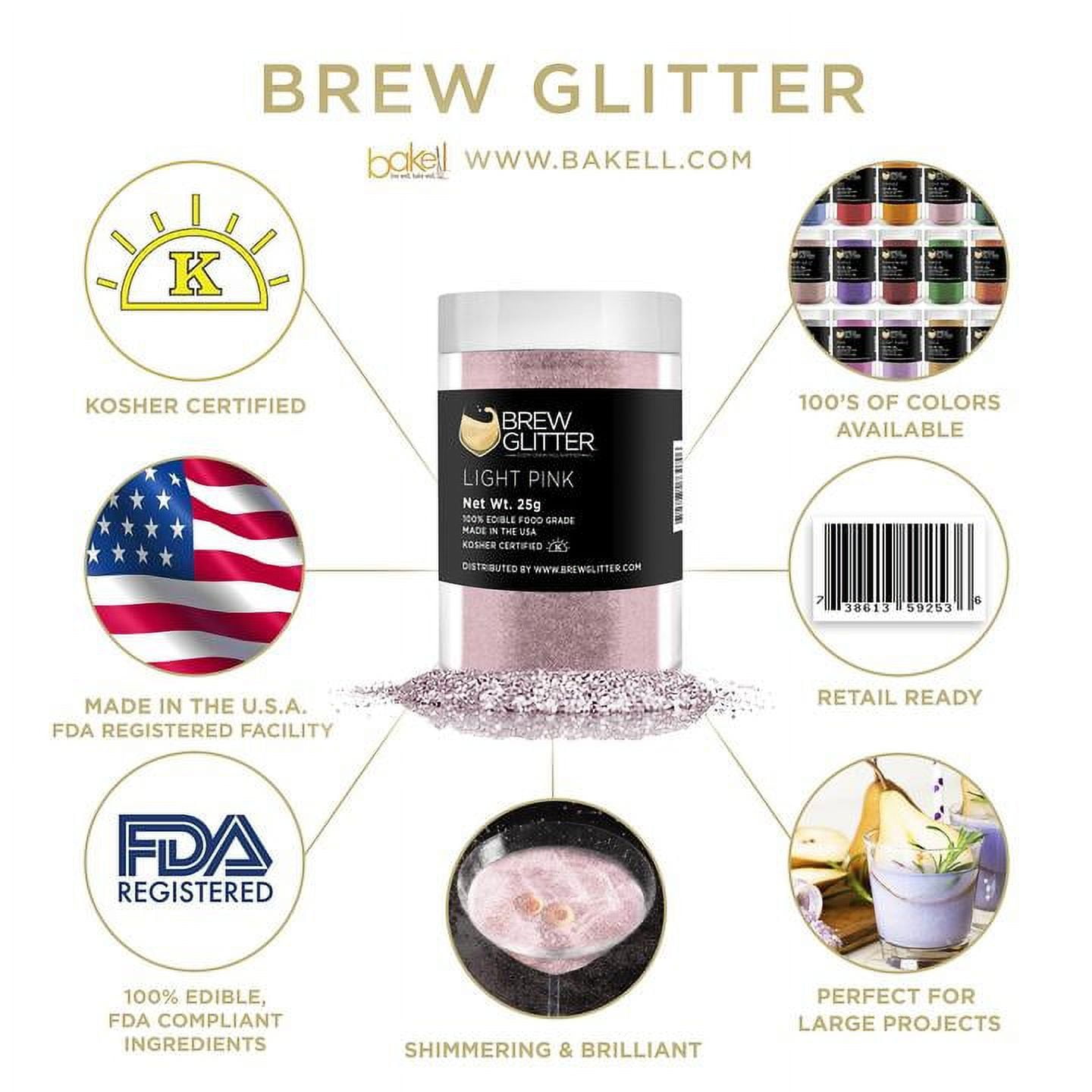 Brew Glitter - Pink (4g 1x Shaker Jar) | Enchanting Edible Glitter for  Beer, Cocktails and Mocktail Beverages!
