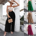 thumbnail image 4 of Pantalones casuales de cintura alta de verano para mujer, estilo europeo y americano, pantalones de pierna ancha drapeados, pantalones para mujer, 4 of 6