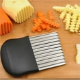 thumbnail image 5 of Kaireo Wavy Knife Potato Cutting,Potato Carrot Vegetable Crinkle Wavy Chopper Cutter French Fry Slicer Easy Quick Kitchen Tool Stainless Black,Kitchen Food Slicer Guide for Neat Slicing, 5 of 8