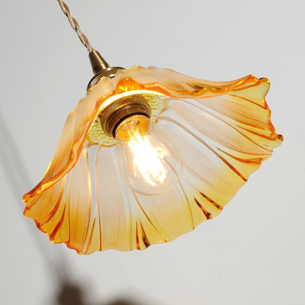 Farmhouse Glass Pendant Light for Over Island, Flower Shape Pendant Lamp for Dining Room, Vintage Rustic Pendant Light Fixture, American Simple Pendant Light Fixture