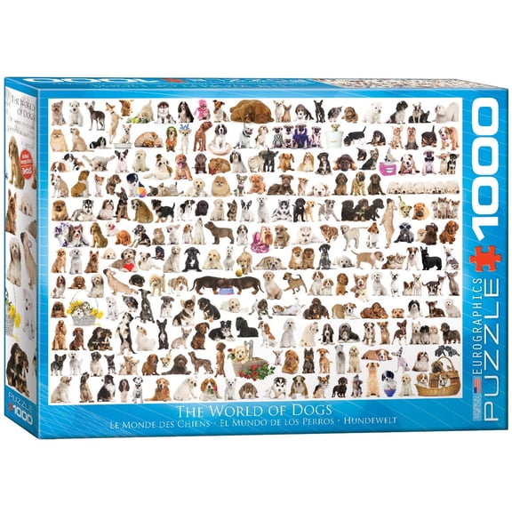EuroGraphics World of Dogs Jigsaw Puzzle, 1000 Pieces, Colorful Dog Breeds Illustration