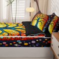 thumbnail image 5 of Homewish Vintage Tree Of Life Zipper Queen Comforter Set with Fitted Sheet and 2 Pillowcases,Colorful Glass Dots Zipper Bedding Set,Yellow,Black Reversible,4pcs, 5 of 8
