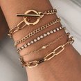 thumbnail image 3 of Happy Date Gold Beaded Bracelets,18K Gold Plated Handmade Cute Satellite Diamond Cut Oval and Round Beads Rope Chain Dainty Bracelet for Women, 3 of 7