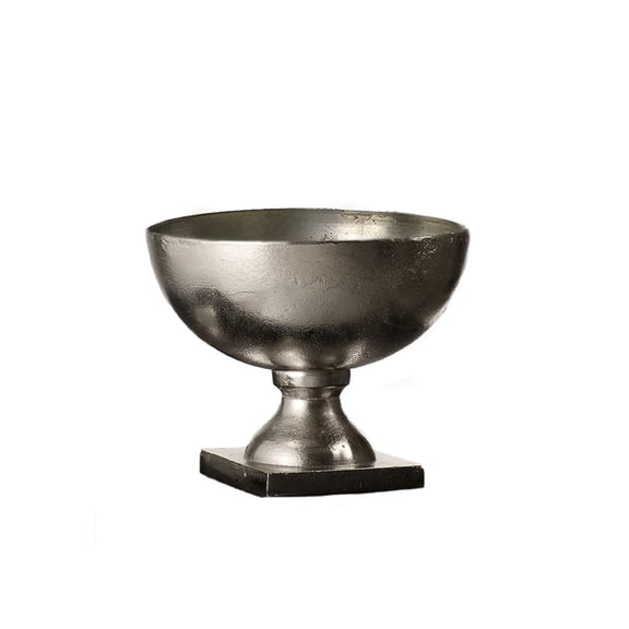 Serene Spaces Living Antique Aluminum Pedestal Bowl-8" Diameter & 6.5" Tall