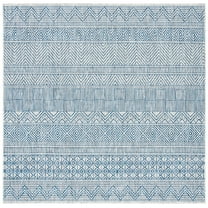 SAFAVIEH Courtyard Altan Geometric Indoor/Outdoor Area Rug, Grey/Navy, 6'7" x 6'7" Square