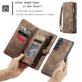 thumbnail image 3 of CaseMe Leather Case for Samsung Galaxy S25 5G,2 in 1 Detachable Wallet Case with 8-Card Holder Zipper Bills Slot,Magnetic Shockproof Flip Leather Cover Zipper Pocket Phone Cases,Brown, 3 of 8