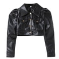 thumbnail image 3 of Zecgelong Toddler Girls Motorcycle Jackets Coat Turn Down Collar Long Sleeve Crop Outerwear Coats, 3 of 3