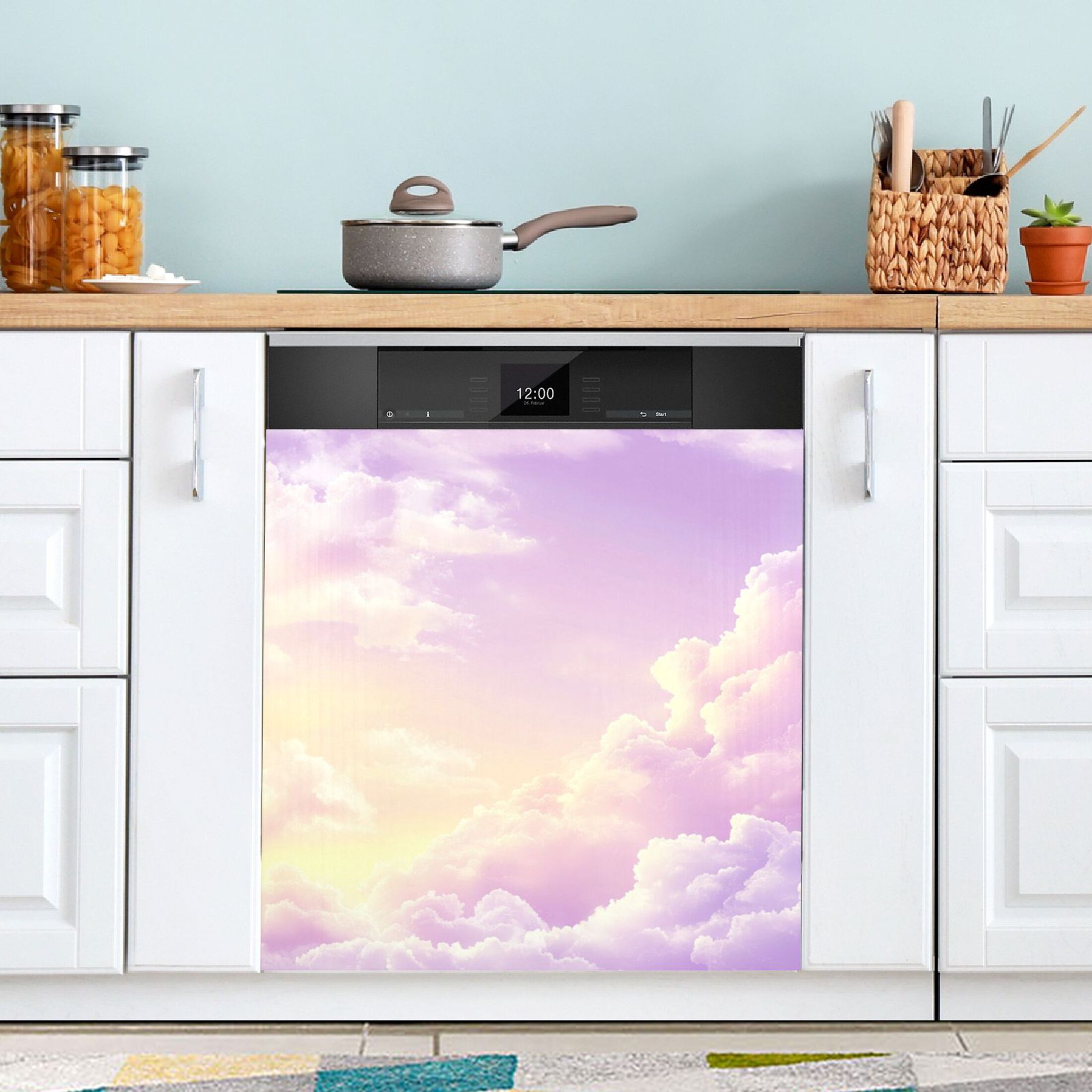 Dishwasher Magnetic Sticker 23x26 Inch Refrigerator Magnetic Sticker Washing Machine Magnetic Sticker Kitchen Panel Magnetic Sticker Home Decor Pretty Purple Cloud