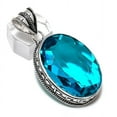 thumbnail image 2 of Natural Swiss Blue Topaz Handmade 925 Sterling Silver Jewelry Pendant 2.17", 2 of 2
