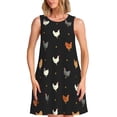 thumbnail image 1 of Easygdp Funny Chicken para Vestido Transpirable de Mujer, Vestido Suelto de Manga Corta con Pliegues y Bolsillos para el Verano, 1 of 7
