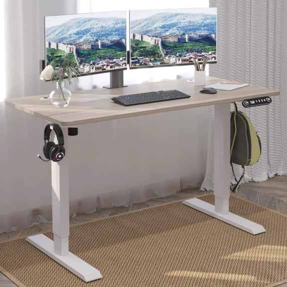 48 inch Standing Desk, Height Adjustable Smart Desk with Memory Presets, 180 lb Load Capacity, Single Motor Lift System for Office and Home Use, White