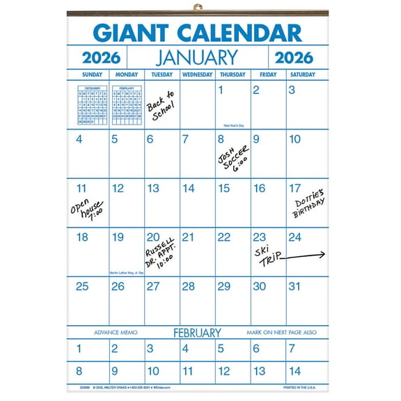 Large 2 Year Vertical Wall Calendar Ideal for Dorm Room, Refrigerator, Kitchen and Office - 14 ¼ in. x 21 ¾ in.