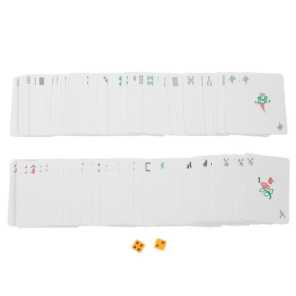 Shisuyan 1 Set Poker Mahjong Cards Cartoon Chinese Mahjong Cards Portable Mahjong Cards