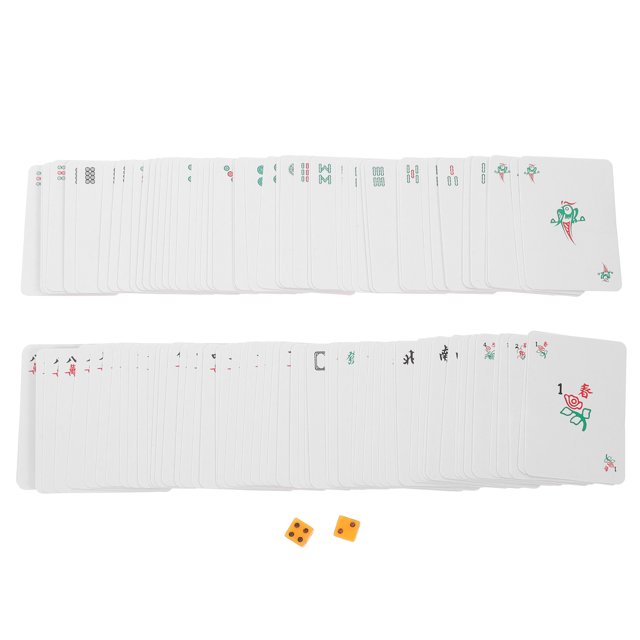 Shisuyan 1 Set Poker Mahjong Cards Cartoon Chinese Mahjong Cards Portable Mahjong Cards