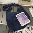 thumbnail image 4 of Kukuzhu Unisex Denim Shoulder Bag Canvas Crossbody Bag for Women Men Knot Tote Bag Casual Aesthetic Messenger Bag Large Hobo Bag, 4 of 7