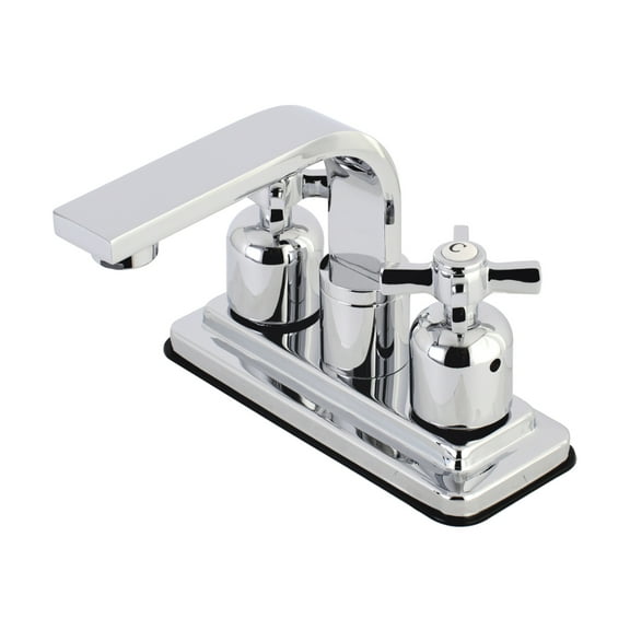 Kingston Brass KB8461ZX Double-Handle 3-Hole Deck Mount 4-Inch Centerset Bathroom Faucet with Push-Up Pop-Up in Polished Chrome