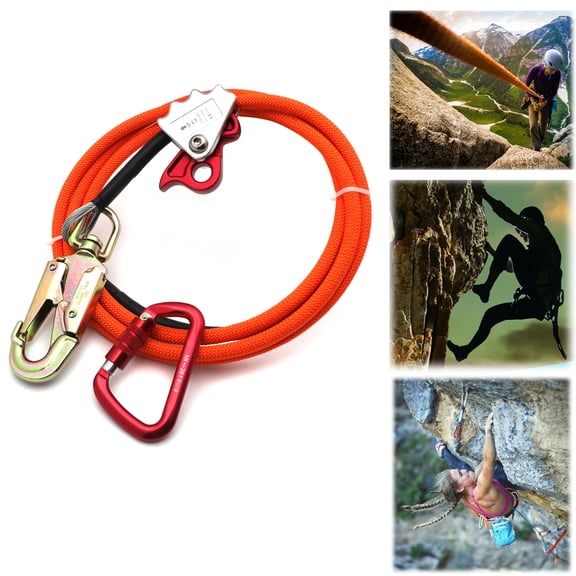 1/2" X 8' Steel Core Lanyard Kit Flipline Swivel Snap Hook Fixed Pin Rope Grab
