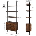 thumbnail image 3 of Wall Mounted Ladder Shelf with Drawers, 4 Tier Ladder Bookshelf with Metal Frame and Wood Shelf, Vintage Learning Bookcase for Living Room, Bedroom, Office (23.6"W x 11.8"D x 70.8"H, Rustic Brown), 3 of 18