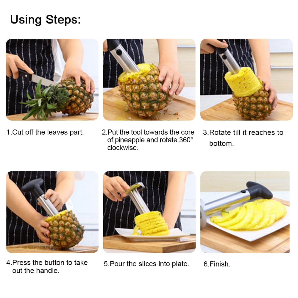 WALFRONT Stainless Steel Pineapple Corer Peeler Cutter Fruit Cutting