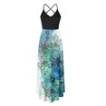 thumbnail image 4 of Vestido de verano para mujer, ajustado, de cintura alta, línea A, vestidos sin mangas de retazos, Sexy, cuello en V, dobladillo sin espalda, vestido veraniego oscilante Fridja  hjkh2061, 4 of 5