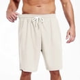 thumbnail image 2 of Men Casual Cargo Pants Joggers Elastic Waist Drawstring Pockets Breathable Lightweight Stretchy Cargo Pants Shorts Fifth Pants Daily Work Gym+ | Zenithor,Beige M, 2 of 9