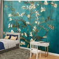 thumbnail image 2 of Peel and Stick Wallpaper Almond Blossom Branches White Flowers Turquoise Impressionist Style Modern Art Wall Mural Decor Self Adhesive and Removable 100in x 144in, 2 of 8