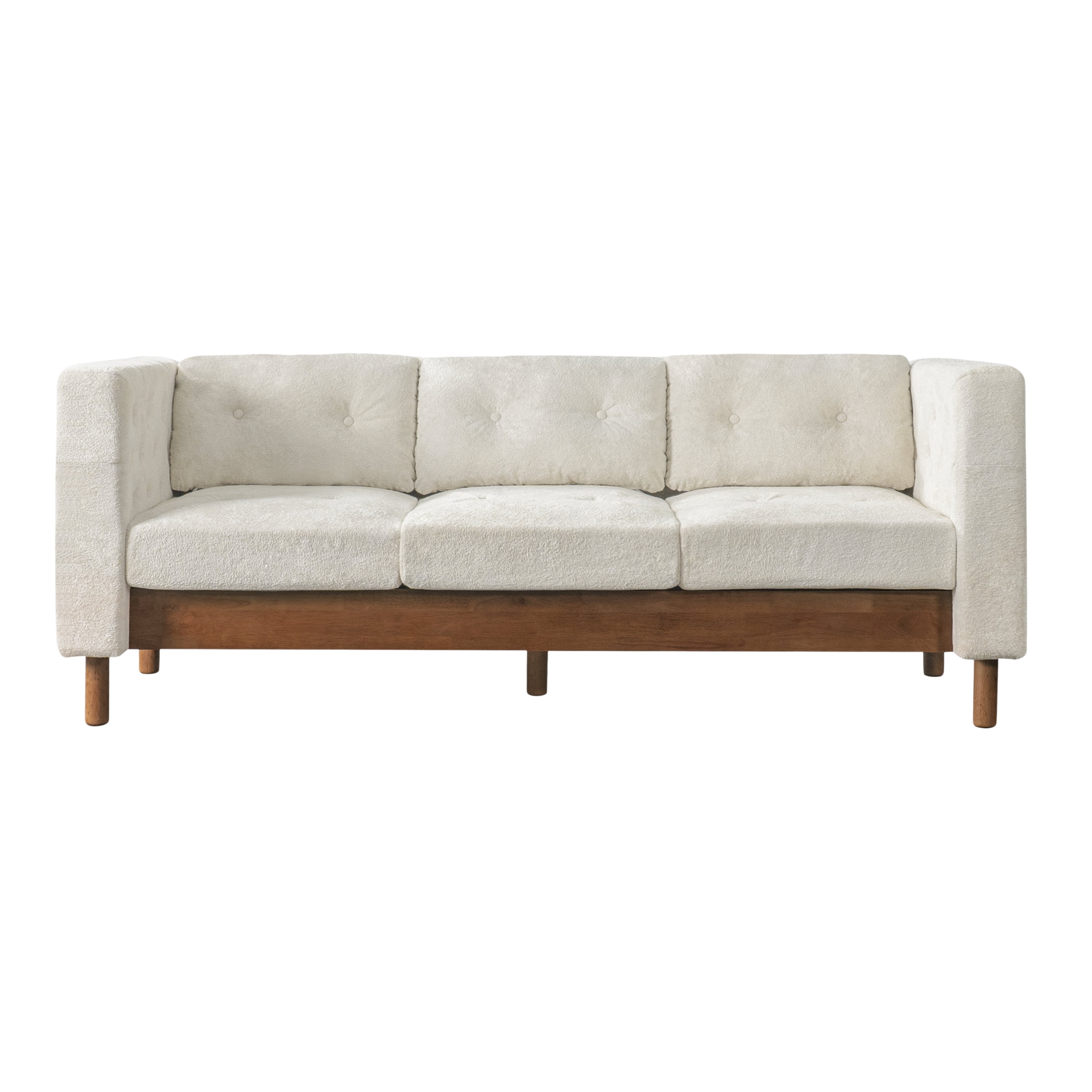 GARITIN 3 Seater Sofa 78 Inch, Chenille Upholstered Couch with Square Arms and Tufted Pillow Back for Living Room Apartment, Beige