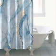 thumbnail image 4 of Blue Marble Shower Curtain Gold Texture Modern Luxury Abstract Shower Curtains Decorative for Bathroom Home Bathtubs Waterproof Fabric Shower Curtain with Hooks 72x72 Inches, 4 of 4