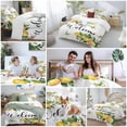 thumbnail image 5 of Queen 4 Piece Bedding Set Summer Lemon Flower Leaves Soft Breathable Duvet Cover and Pillowcase, Butterfly Welcome Quote Duvet Cover Set Bed Sheets for Bedroom Dormitory Guest Room, 5 of 9