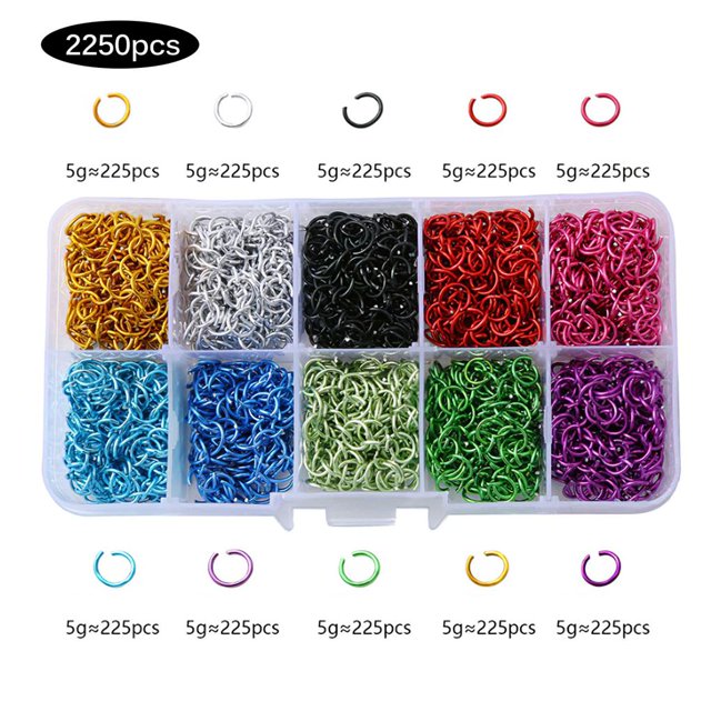 Alloy Jump Rings Set with Circle Clasp Plastic Box Metal Split Rings Set Earring Necklace Making Accessories for Home DIY Craft Lovers