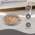 thumbnail image 2 of 13.78" Round Plush Cat Bed Mat, Dog Kitty Curling Sleep Cushion, Soft Cat Pad for Carrier/Crate, Rabbit Warm Bed, Antiskid Bottom, Easy Maintenance Machine Wash & Dry, S, Gray, 2 of 6