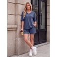 thumbnail image 5 of PINKSIR Short Sets for Women 2 Piece Outfits V Neck Short Sleeve Top and Shorts Lounge Set with Pockets, 5 of 10